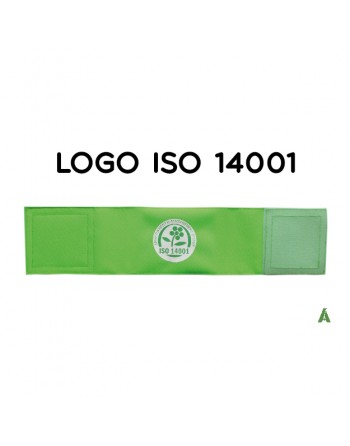Fascia da braccio ISO 14001 gestione ambiente, su tessuto verde fluorescente regolabile con velcro per ogni misura.