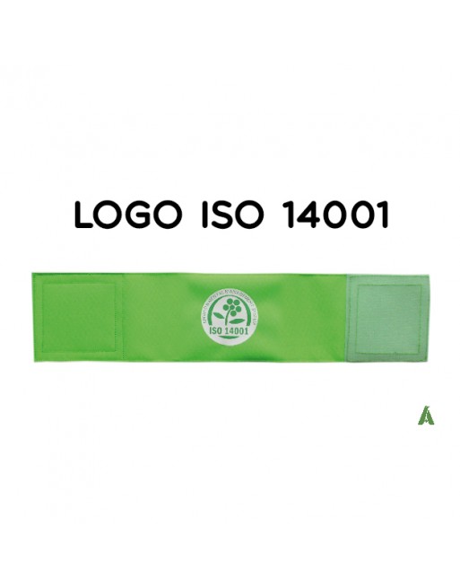 Fascia da braccio ISO 14001 gestione ambiente, su tessuto verde fluorescente regolabile con velcro per ogni misura.
