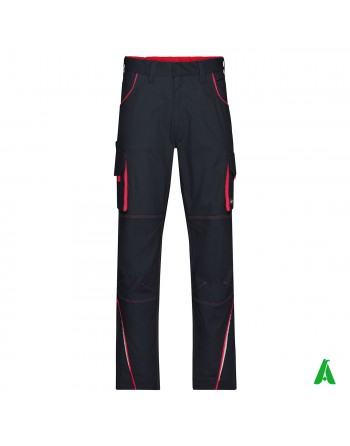 Pantalone professionale da lavoro colore carbone, tasche laterali, ricamo personalizzato per aziende.