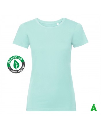 Maglietta t-shirt eco-sostenibile in cotone organico da donna, colorata, personalizzabile con stampa o ricamo