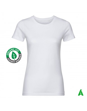 Camiseta ecológica de algodón orgánico para mujer, colorida, personalizable con estampado o bordado