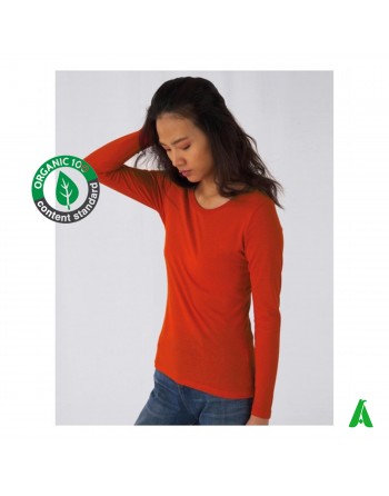 Organic cotton women's long sleeve jersey with embroidery print tourism clothing associations