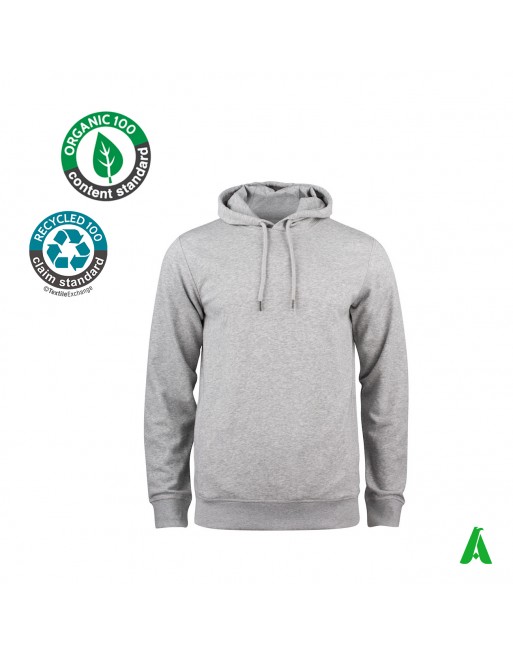 Hooded sweatshirt in organic cotton customizable with print or embroidery