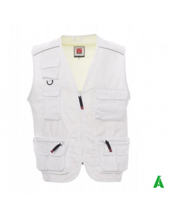 Gilet de travail noir sans manches, tissu technique professionnel pour entreprises, avec broderie personnalisée.