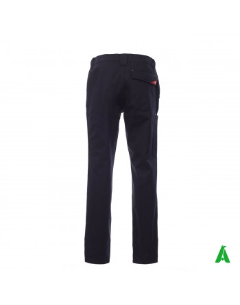 Pantalone professionale da lavoro colore blu, tasche laterali, ricamo personalizzato per aziende.