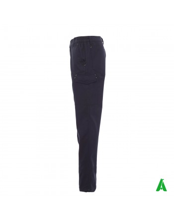 Pantalone professionale da lavoro colore blu, tasche laterali, ricamo personalizzato per aziende.