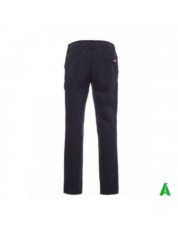 Pantalone professionale da lavoro colore blu, tasche laterali, ricamo personalizzato per aziende.