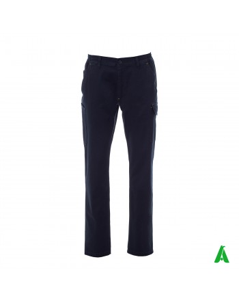 Pantalone professionale da lavoro colore blu, tasche laterali, ricamo personalizzato per aziende.