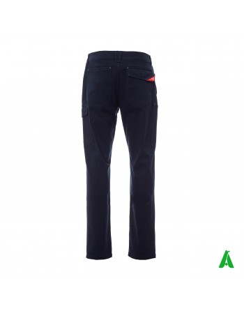 Pantalone professionale da lavoro colore blu, tasche laterali, ricamo personalizzato per aziende.