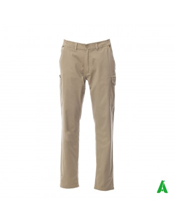 Pantalone professionale da lavoro colore beige, tasche laterali, ricamo personalizzato per aziende.