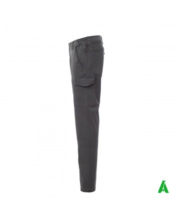 Pantalone professionale da lavoro colore grigio, tasche laterali, ricamo personalizzato per aziende.