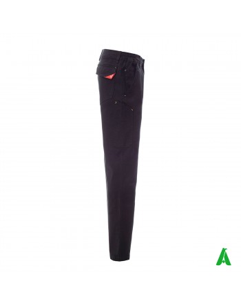 Pantalone professionale da lavoro colore nero, tasche laterali, ricamo personalizzato per aziende.