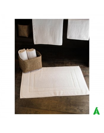 Tapis de bain 50 x 70 cm 100% coton peigné coloris blanc pour saunas, centres de bien-être et spas