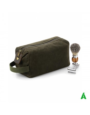 Pochette de salle de bain verte pour le bien-être, le voyage et l'esthétique, personnalisable avec votre broderie logo