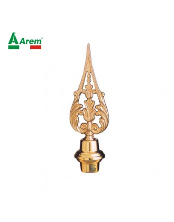 Spitze aus golden Messing für die Stangen der Fahnen, mit einer Schraube für das Einstecken der Stange