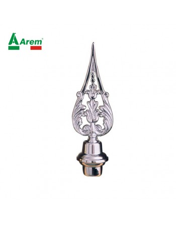 Lancia piccola in ottone argento cromato cm 20 x 6 per terminale/puntale asta gonfaloni e labari, compresa di sottolancia.