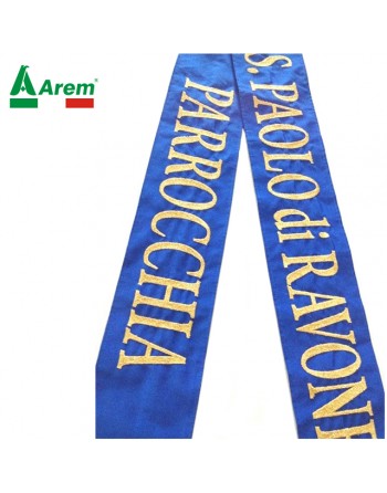 Embroidered blue ribbon for flags, banners, banners and standards. Personalized.