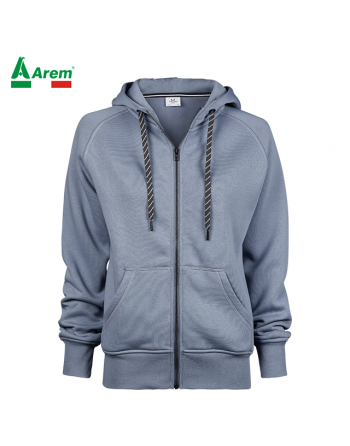 Damen-Sweatshirt mit Kapuze und Reißverschluss in Feuersteinfarbe
