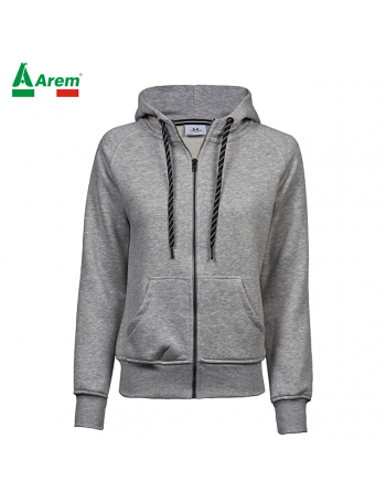 Felpa donna  con cappuccio e zip  colore heather grey
