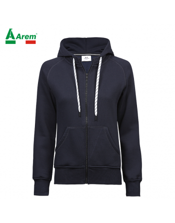 Marineblaues Damen-Sweatshirt mit Kapuze und Reißverschluss