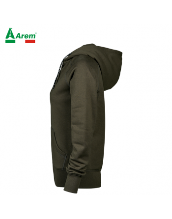 Damen-Sweatshirt mit Kapuze und Reißverschluss in Olivfarbe
