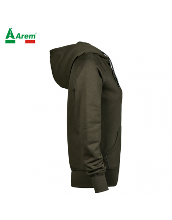 Damen-Sweatshirt mit Kapuze und Reißverschluss in Olivfarbe