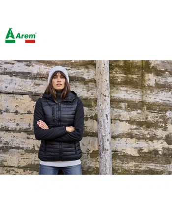Giacca donna con cappuccio crossover colore nero
