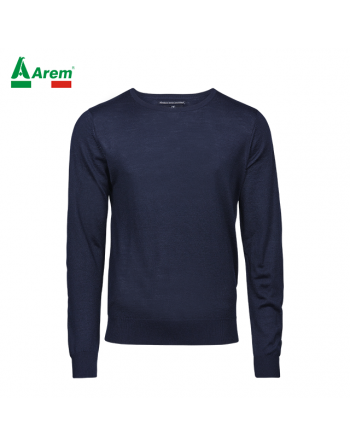 Marineblauer Herrenpullover mit Rundhalsausschnitt
