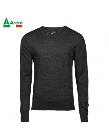 Pullover homme col en V couleur gris foncé