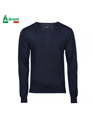 Pullover homme col en V couleur bleu marine
