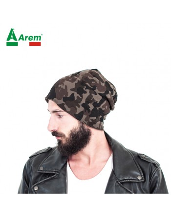 Raw cut beanie camouflage color