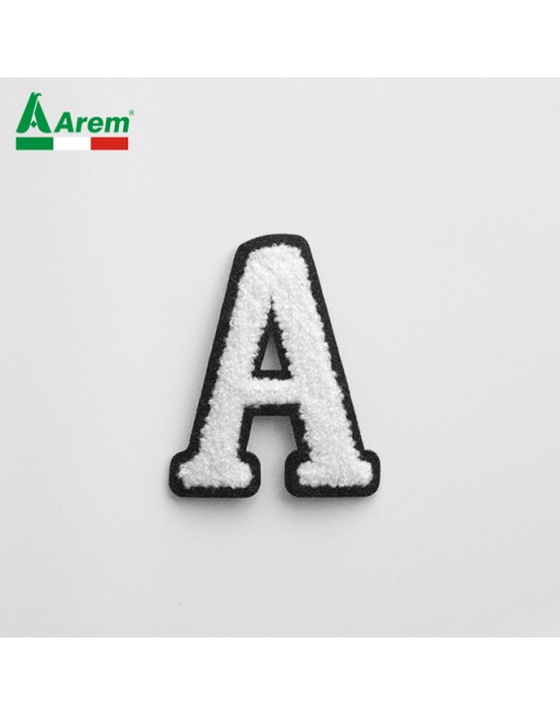 Letter A in chenille, to sew or iron on for clothing and college hoodies