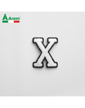Letter X in chenille, to sew or iron on for clothing and college hoodies