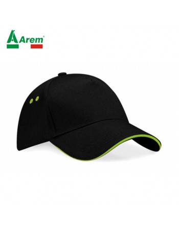 Cap in cotton black/green color