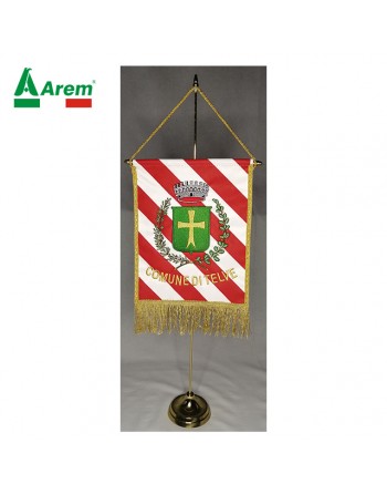 Custom embroidered pennant with fringe and cord for communes and ceremonies.