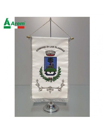 Custom embroidered pennant with fringe and cord for communes and ceremonies.