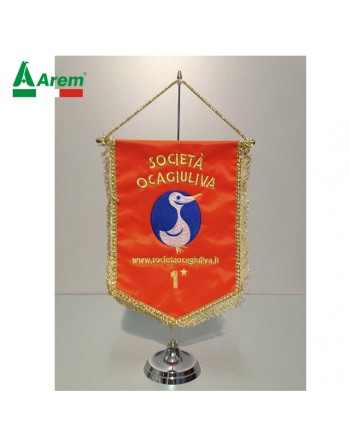 Embroidered pennant for associations with fringe and lanyard for events and ceremonies.