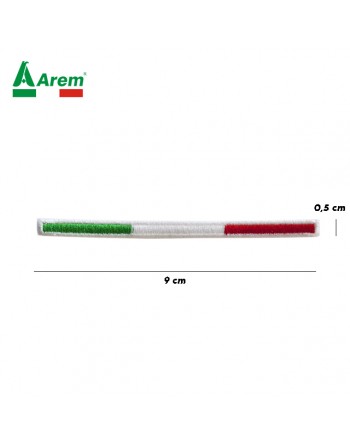 Patch ricamato con bandiera Italia cm 9 x 0,5 verde bianco rosso, da cucire o termo adesivare su capi e tessile.