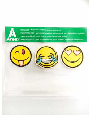 smile di emoticon raffiguranti le faccine dei social network pronte da cucire o termoapplicare.