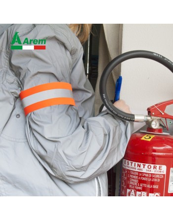 fascia braccio catarifrangente arancione e grigia da lavoro soccorso