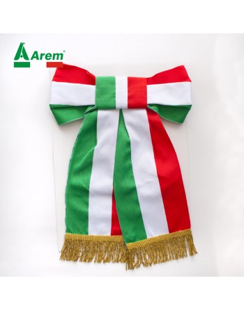 Tricolor banner ribbon with gold fringe and grosgrain grosgrain fabric