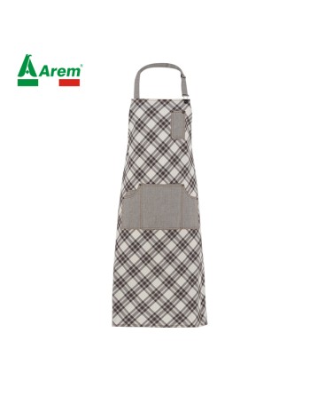 Work apron with dark brown tartan pattern in stretch fabric