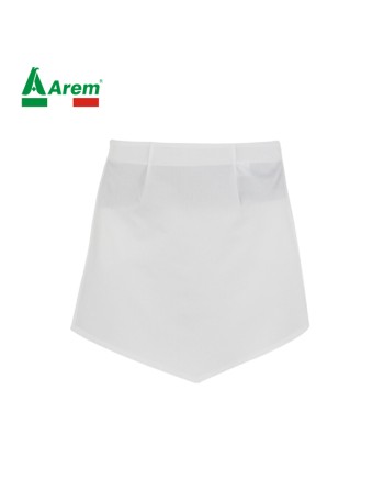 Grembiule corto colore bianco, 100% cotone, taglia unica, resistente ai lavaggi alte temperature, personalizzabile con logo.