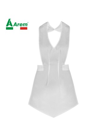 Tablier blanc pour femmes pour services de nettoyage et ho.re.ca, personnalisable avec logo.