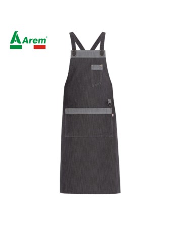 Apron in black denim fabric adjustable, fashionable style for the hotel and catering industry.