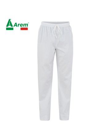 Pantalon de cuisinier uni blanc en gabardine