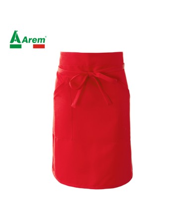 Tablier rouge 100% polyester pour horeca, tissu résistant aux lavages intensifs
