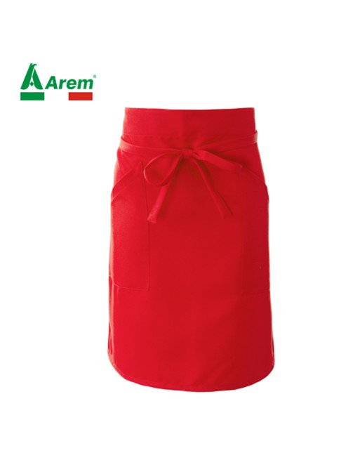Tablier rouge 100% polyester pour horeca, tissu résistant aux lavages intensifs