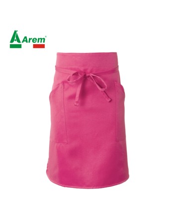 Delantal Horeca color rosa, modelo largo, tejido resistente a los lavados pesados