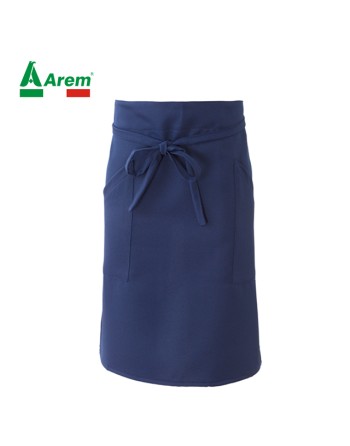 Delantal Horeca color azul marino, modelo largo, tejido resistente a los lavados pesados